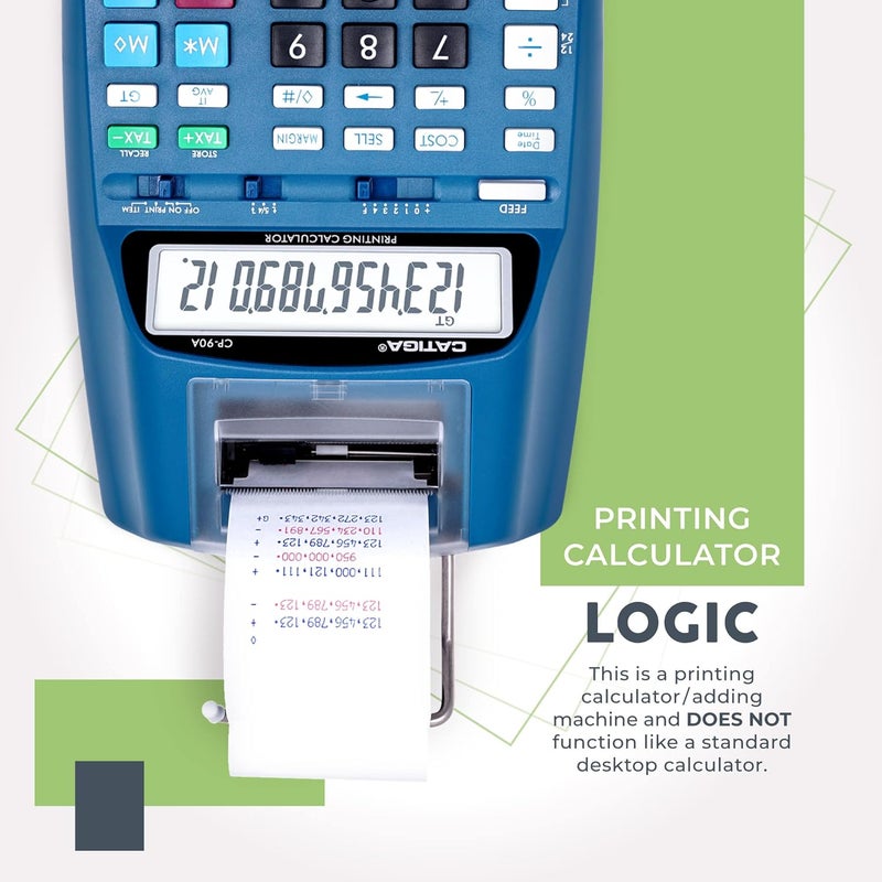 CATIGA New & Upgraded 2025 Printing Calculator Adding Machine 10 Key, Desktop Home Office Calculator with Paper Roll Print Out, Accounting Business Finance - Image 3